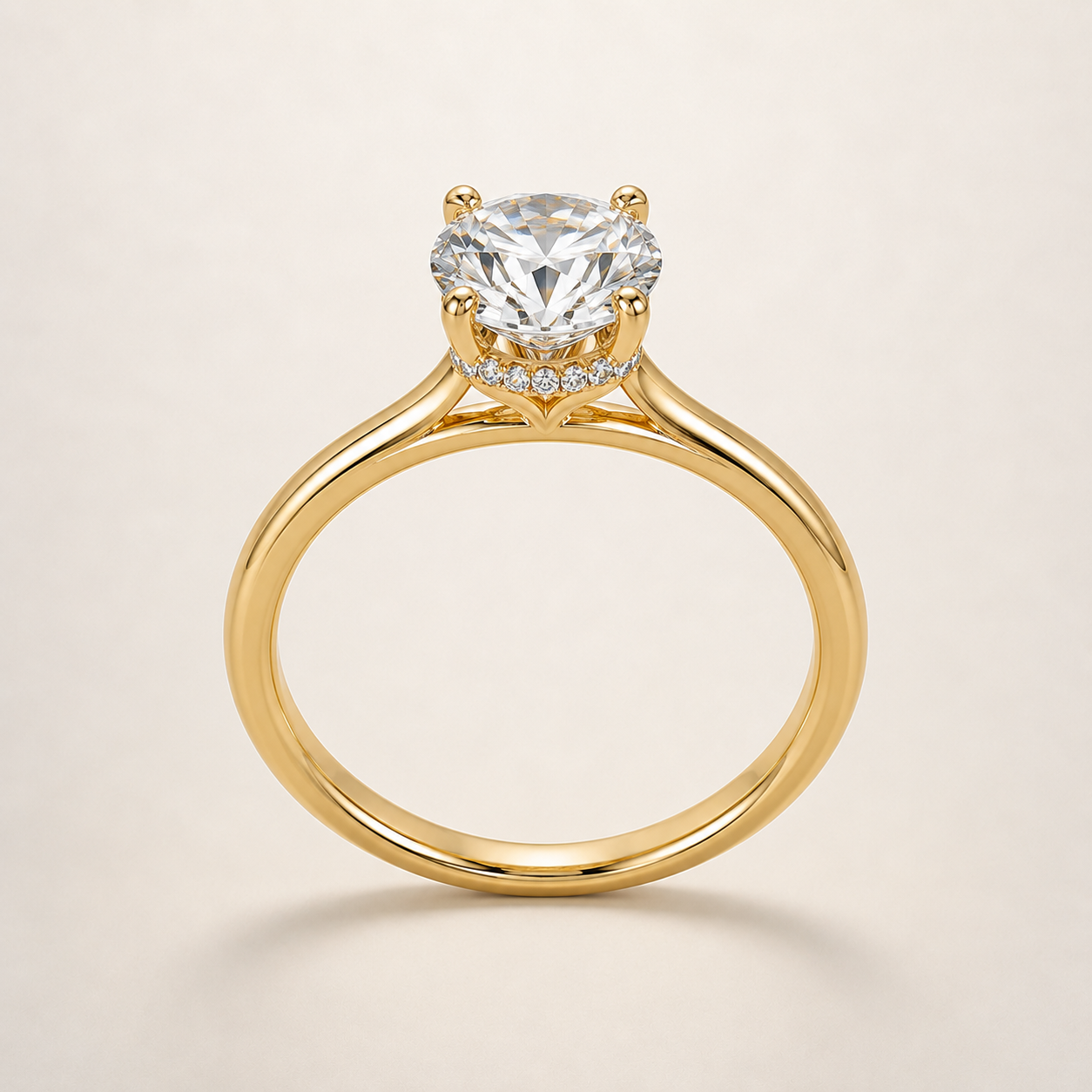 Round Hidden Halo Diamond Engagement Ring Setting — additional product image