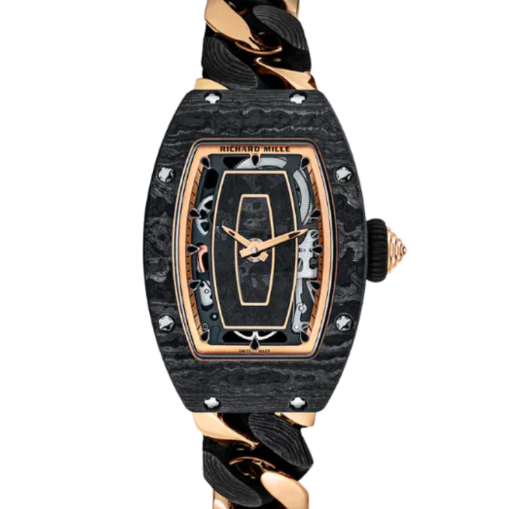 RM 07-01 Ladies Carbon Automatic Rose Gold Bracelet Carbon Case