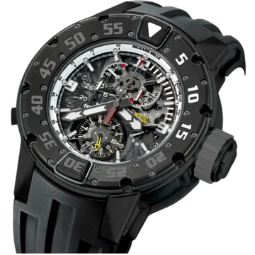 RM 025 Tourbillon Chronograph Black Strap Black-Colored Titanium and Carbon Composite Case