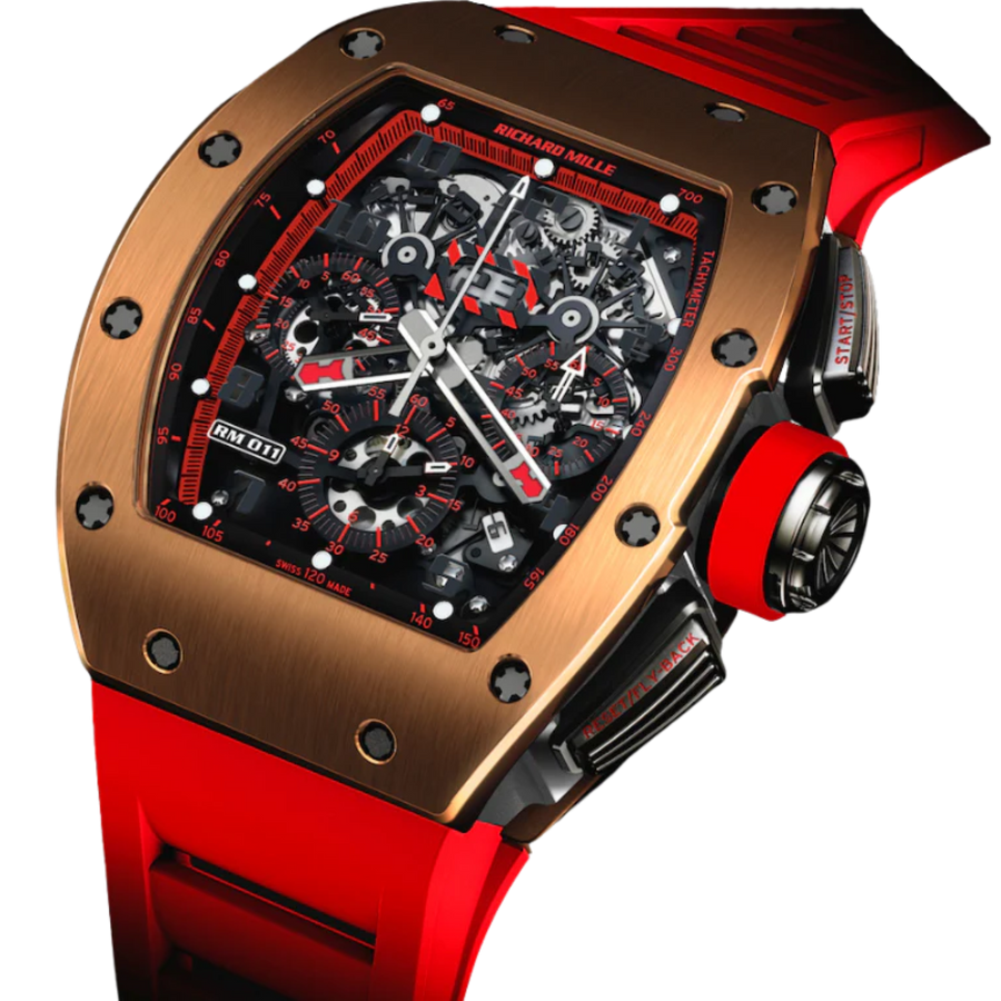 Richard Mille RM 011 Rose Gold Titanium Diamond-Set Rubber Strap luxury watch at 1Luxury Miami