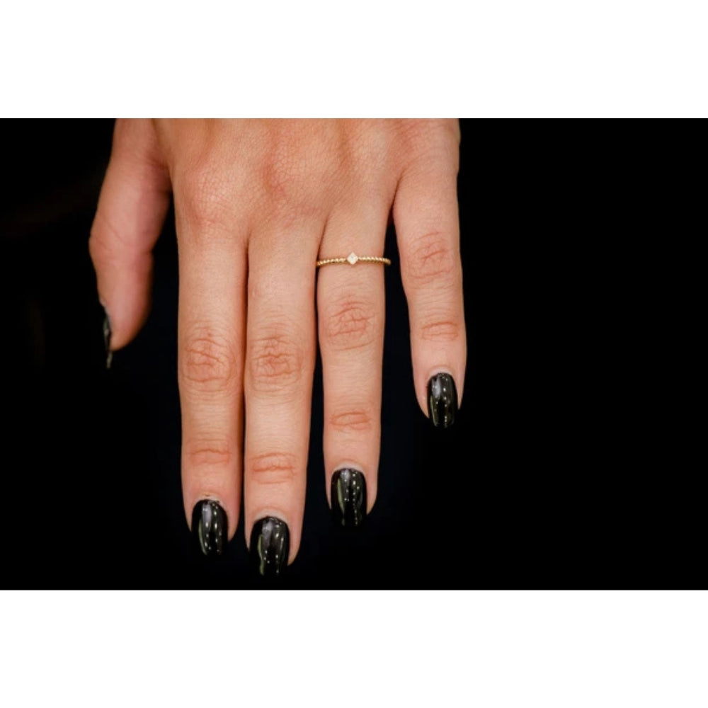 Princess Bezel Rope Diamond Ring 14k Solid Gold 0.05ctw