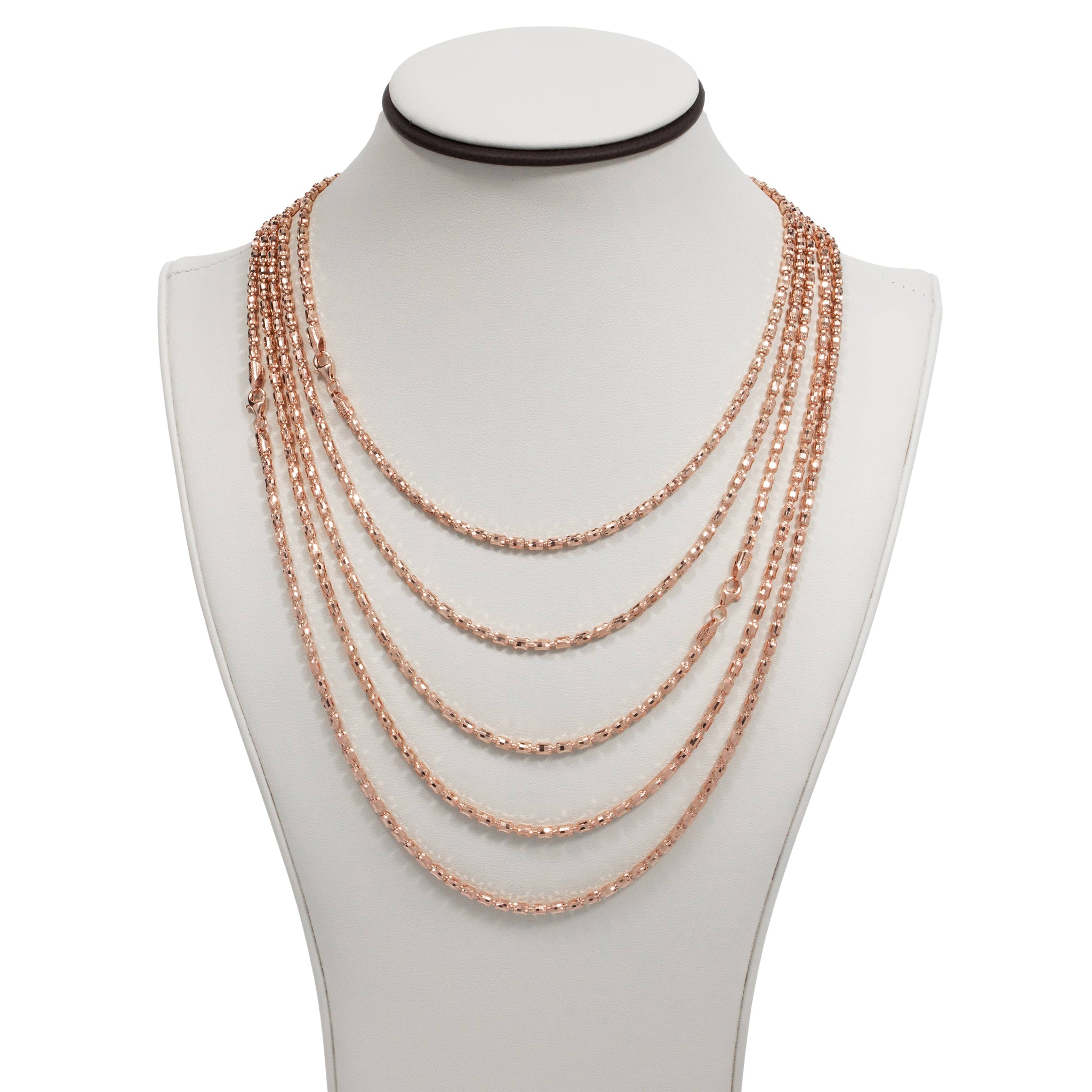 3mm Barrel Crystal Chain - 14k Rose Gold Bonded