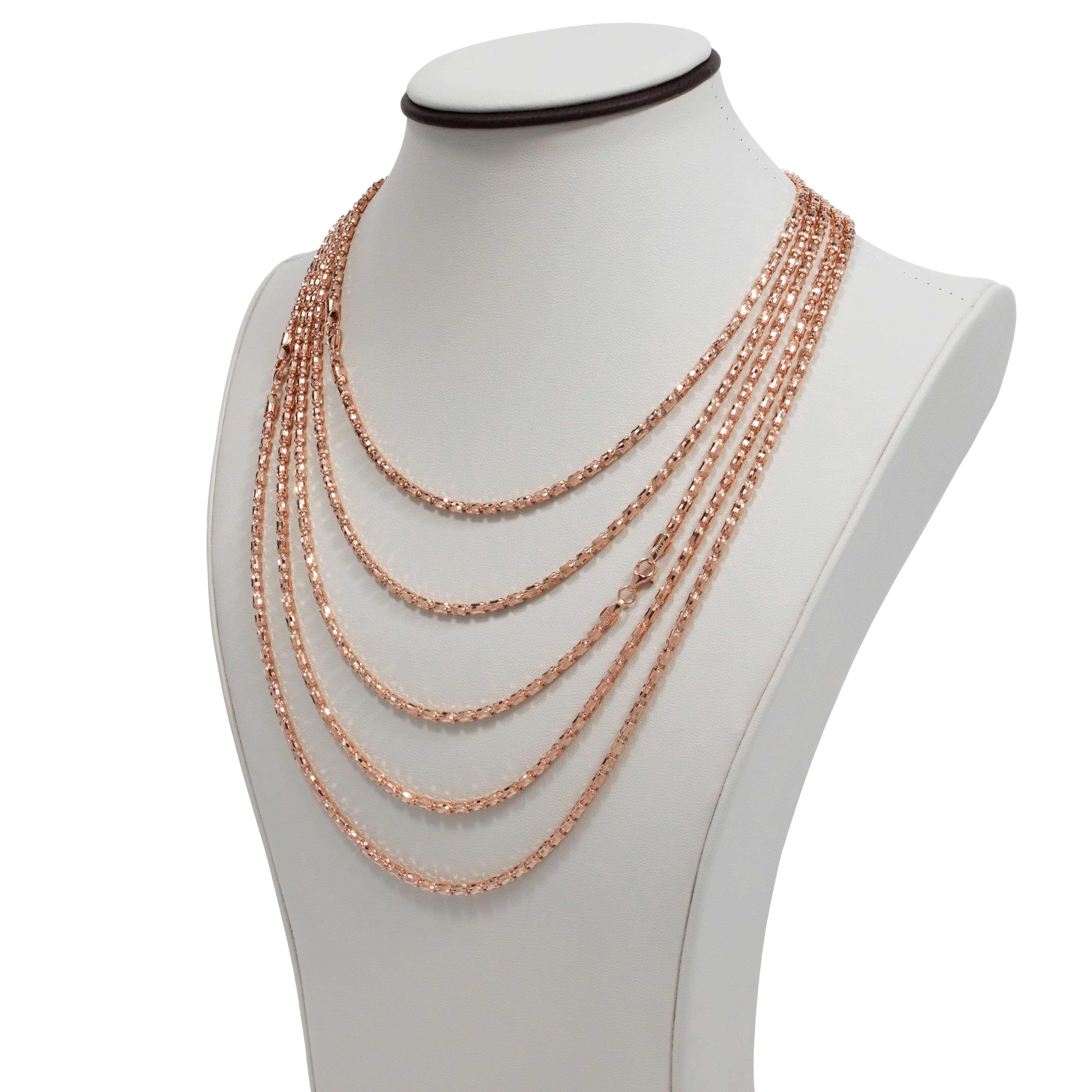 3mm Barrel Crystal Chain - 14k Rose Gold Bonded