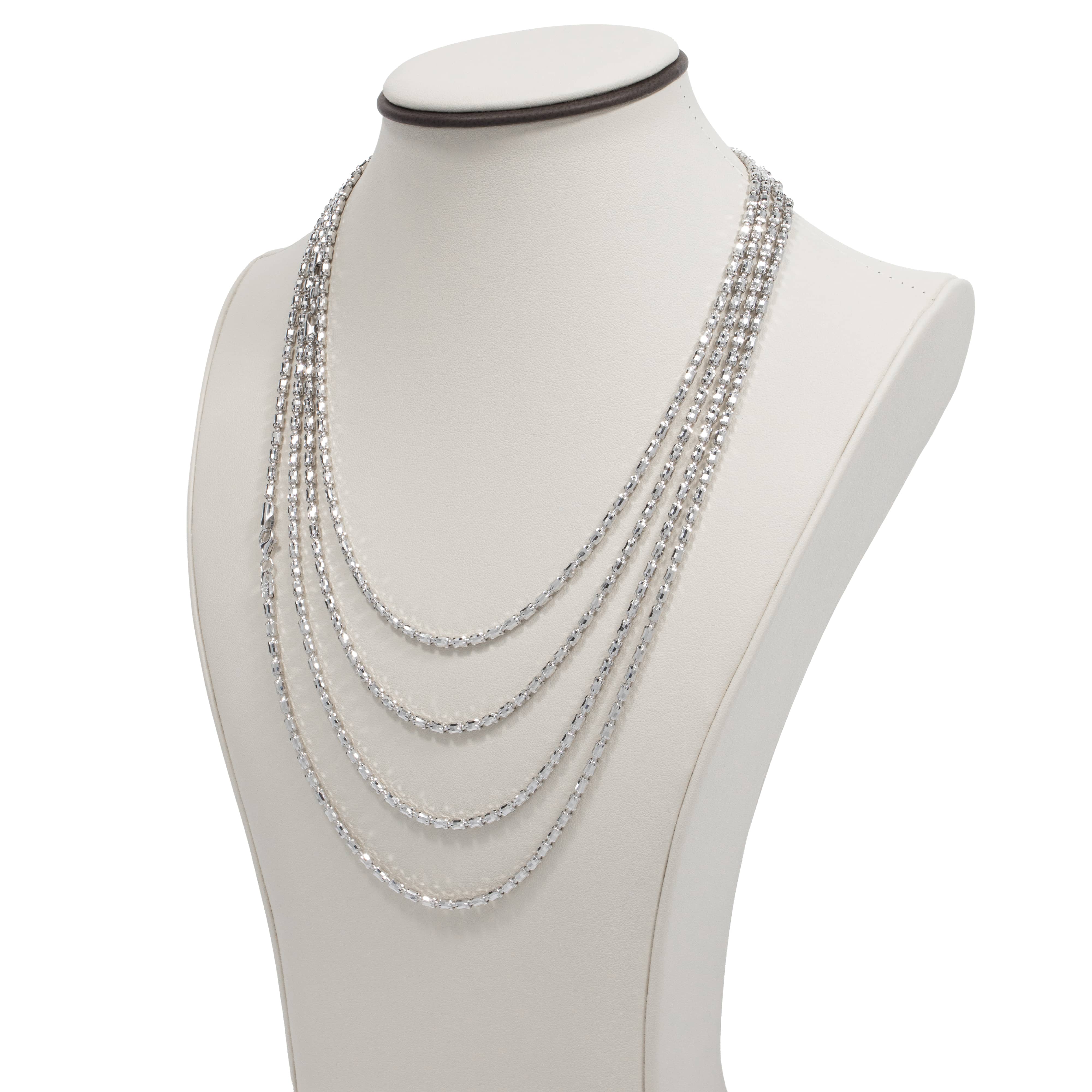 3mm - Barrel Crystal Chain - 925 Silver