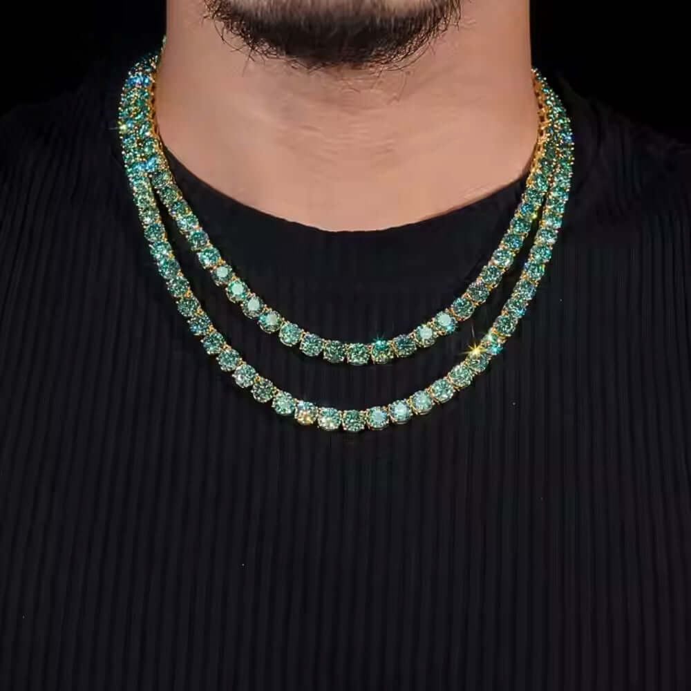 Green Moissanite Tennis Chain - 3mm