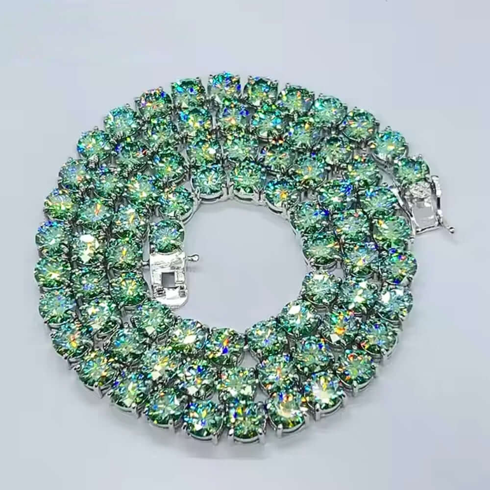 Green Moissanite Tennis Chain - 3mm