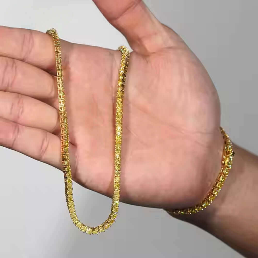 Yellow Moissanite Tennis Chain - 4mm