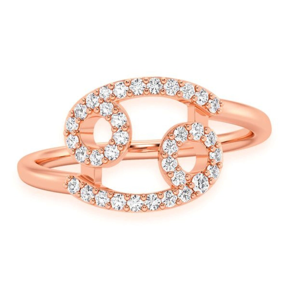 Cancer Zodiac Diamond Ring 14k Solid Gold 0.20ctw