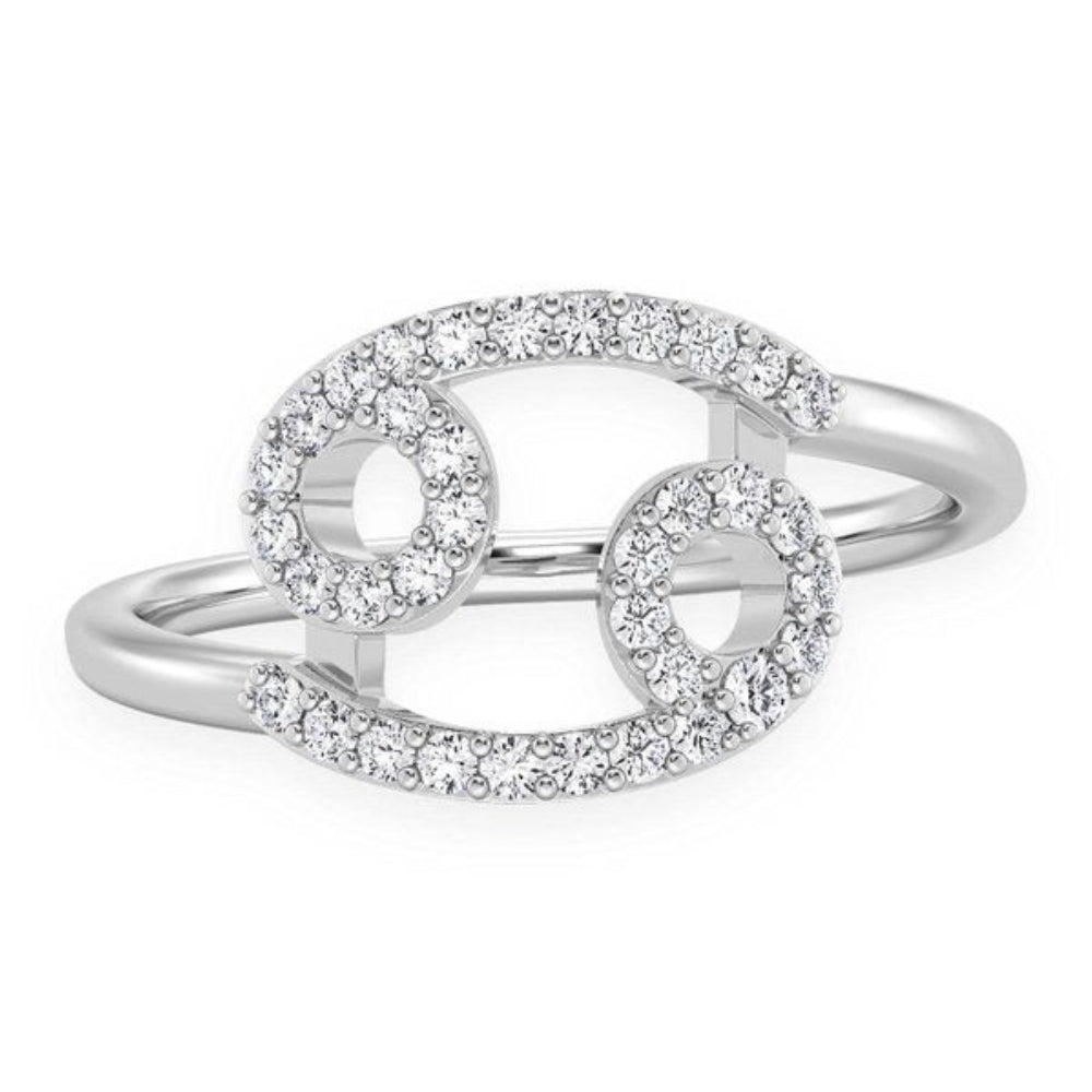 Cancer Zodiac Diamond Ring 14k Solid Gold 0.20ctw