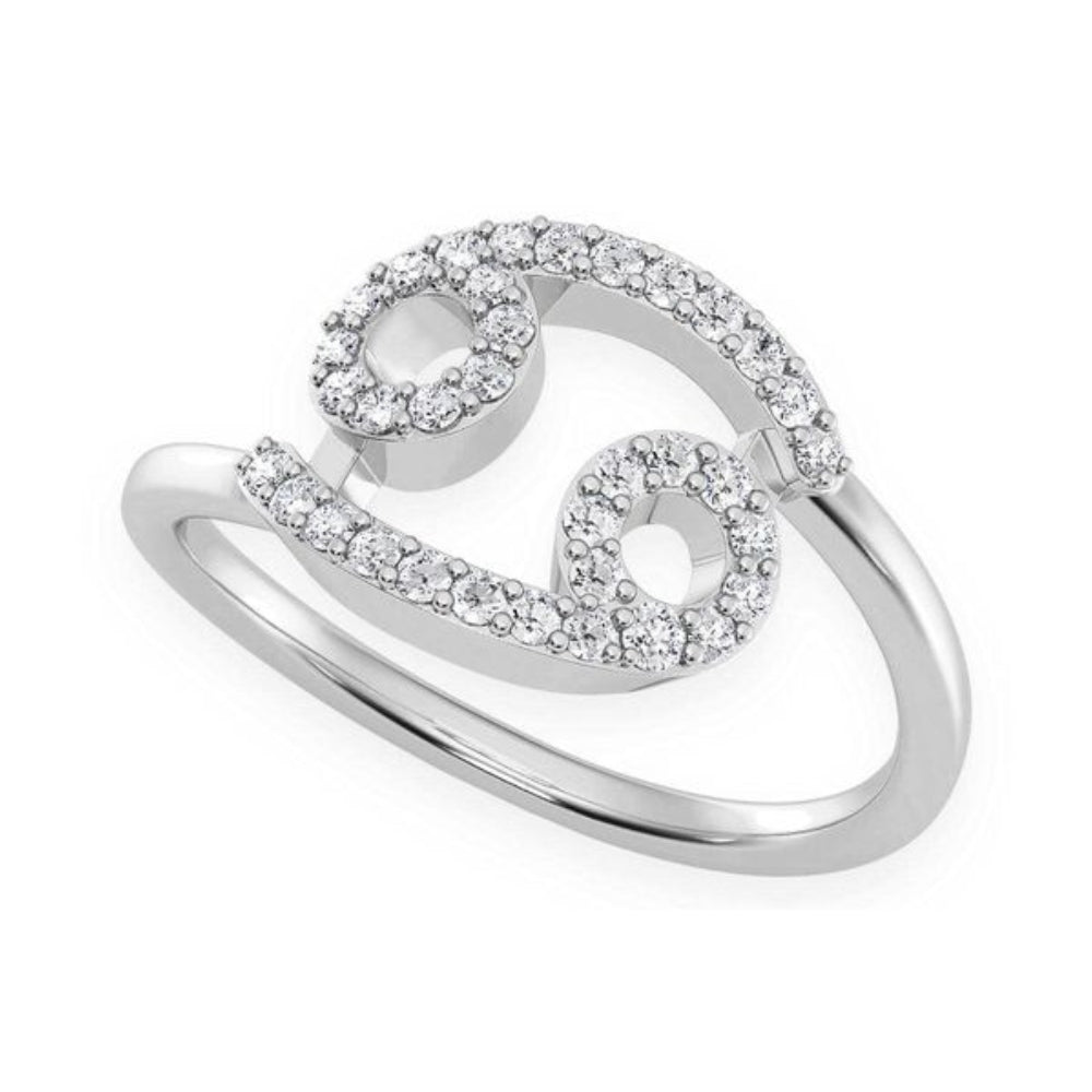 Cancer Zodiac Diamond Ring 14k Solid Gold 0.20ctw