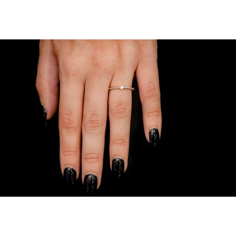 Round Bezel Rope Diamond Ring 14k Solid Gold 0.05ctw