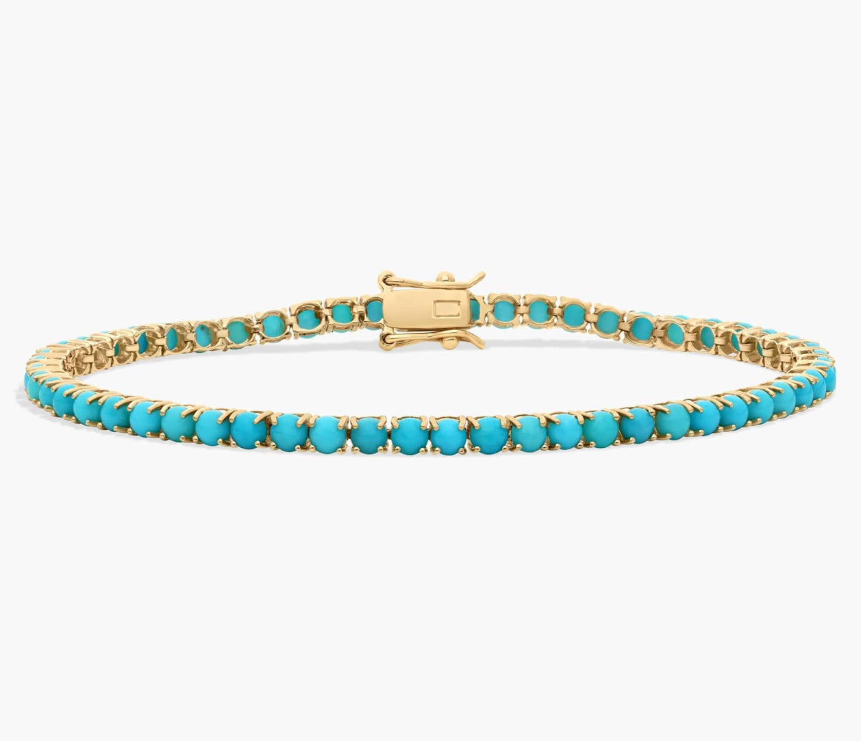 December Birthstone (Turquoise) & Yellow Gold Tennis Bracelet