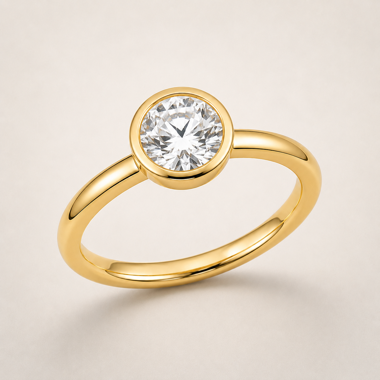 Round bezel-set diamond engagement ring setting – 1Luxury Miami