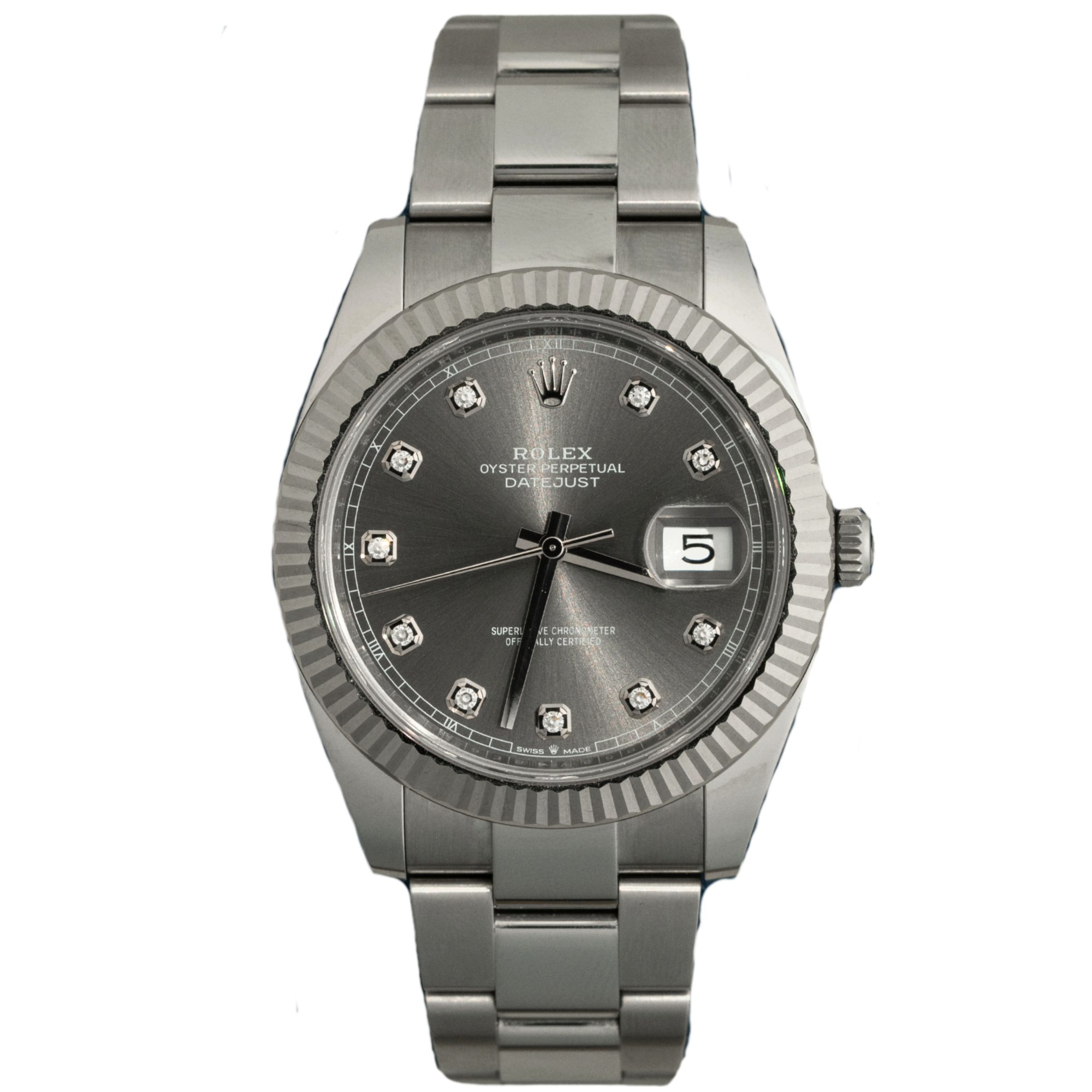 Rolex Datejust Ref. 126334 41MM Stainless Steel on Oyster Silver Diamond Dial 2025 Pre Owned Complete