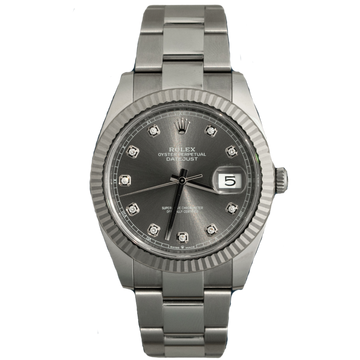 Rolex Datejust Ref. 126334 41MM Stainless Steel on Oyster Silver Diamond Dial 2025 Pre Owned Complete