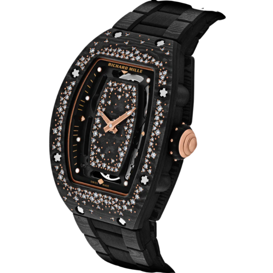 Richard Mille RM 07-01 Red Gold Carbon TPT Diamond-Set Bracelet luxury watch at 1Luxury Miami
