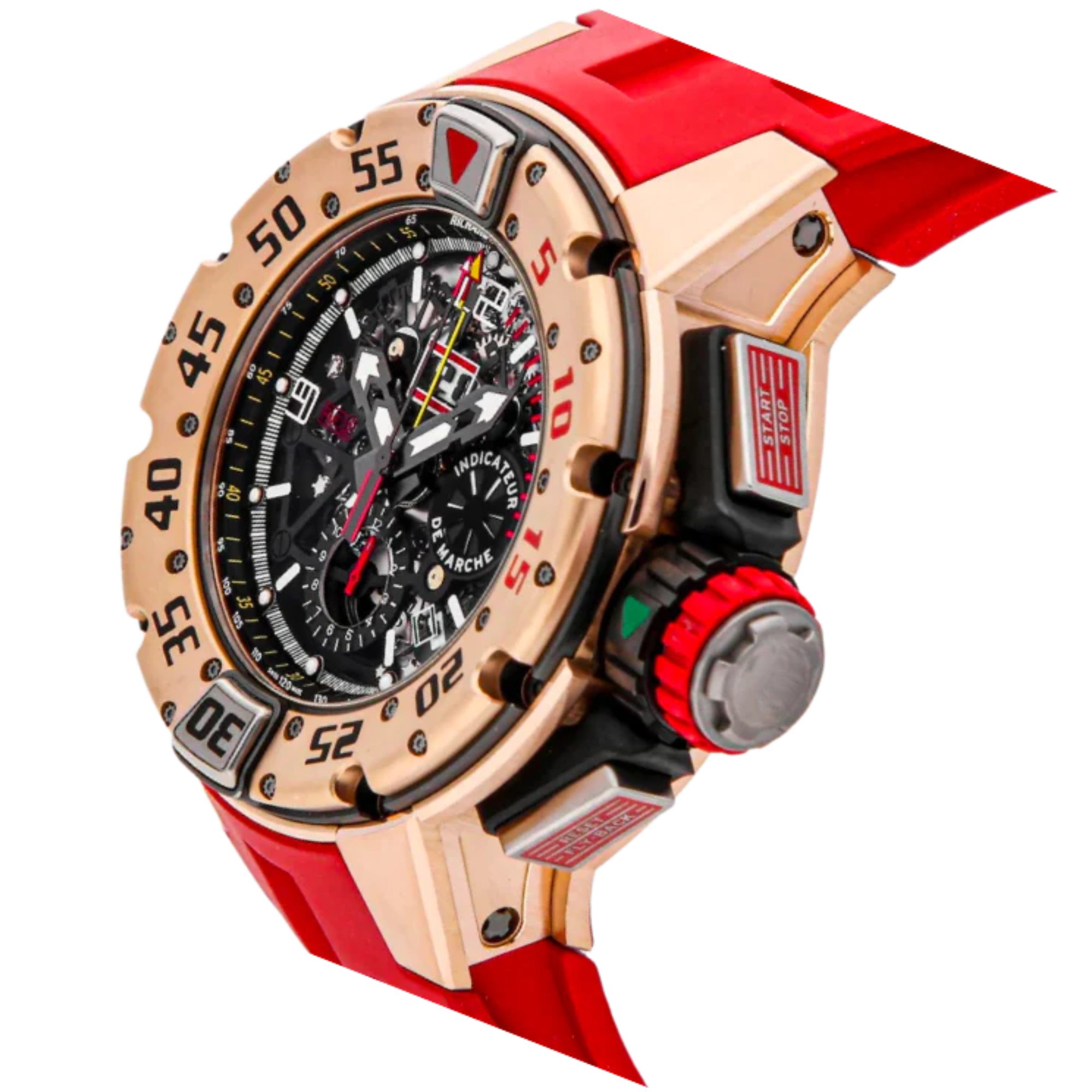 RM 032 Flyback Diver Chronograph Automatic Rubber Strap Rose Gold Case