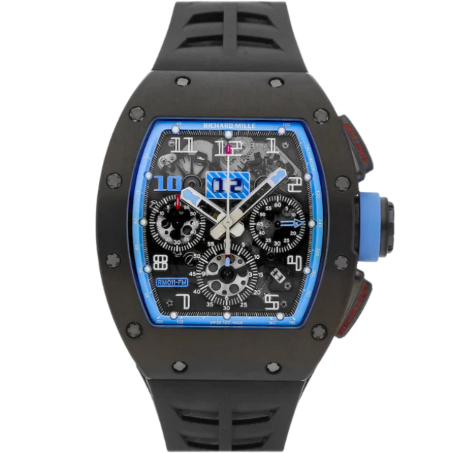 Richard Mille RM 011 Titanium Diamond-Set Rubber Strap luxury watch at 1Luxury Miami