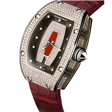 RM 007 Diamond Cruncher Leather Strap Pink Gold Diamond Set Case