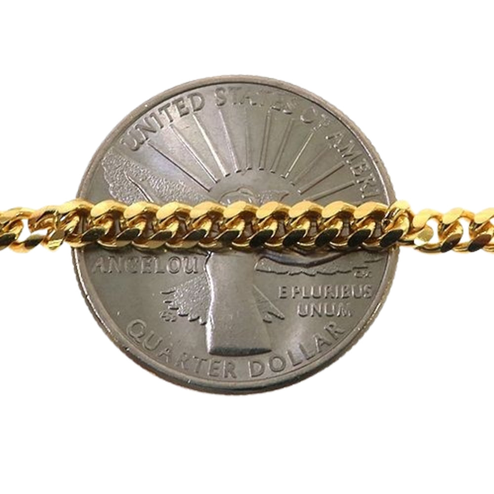 14k Yellow Gold Solid Thin Miami Cuban Link Chain 24 Inches 3.5mm 65675