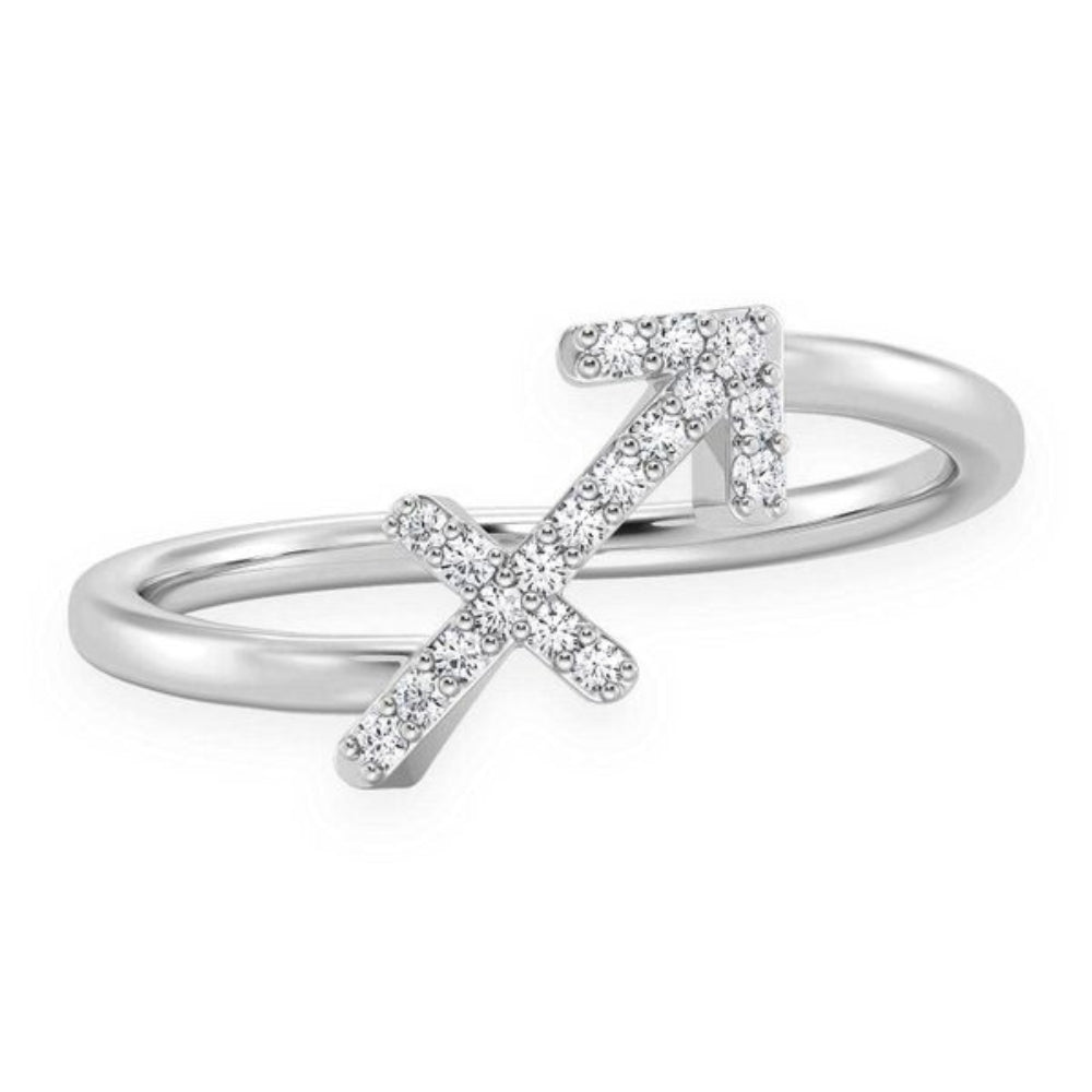 Sagittarius Zodiac Diamond Ring 14k Solid Gold 0.10ctw