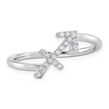 Sagittarius Zodiac Diamond Ring 14k Solid Gold 0.10ctw