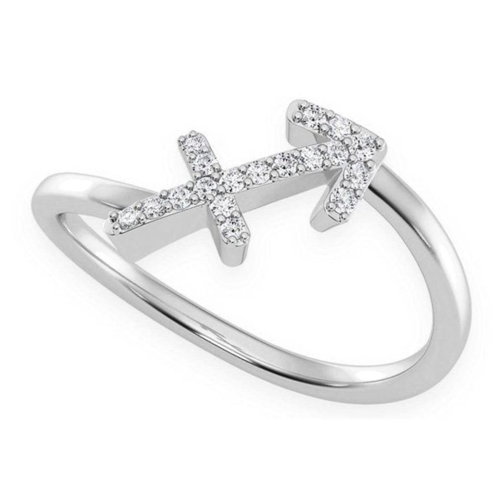 Sagittarius Zodiac Diamond Ring 14k Solid Gold 0.10ctw