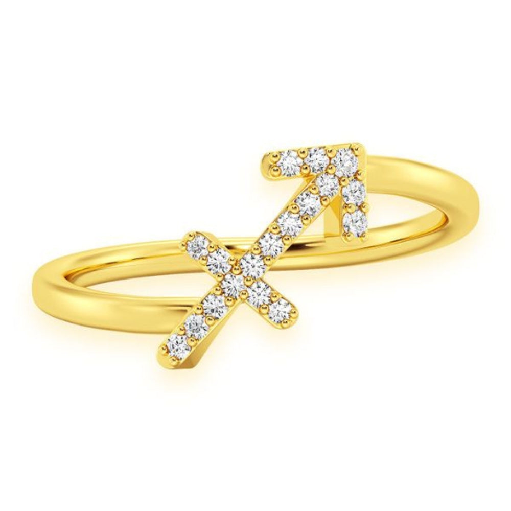 Sagittarius Zodiac Diamond Ring 14k Solid Gold 0.10ctw