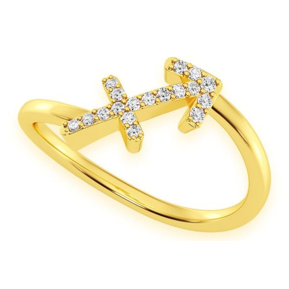 Sagittarius Zodiac Diamond Ring 14k Solid Gold 0.10ctw