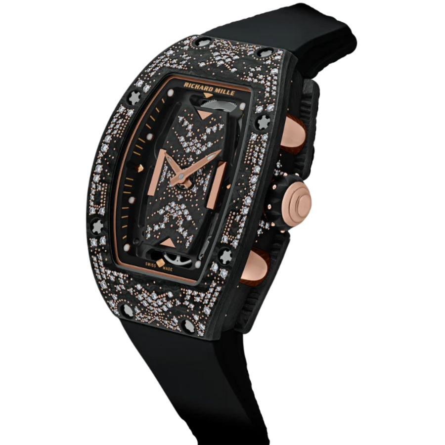 Richard Mille RM 07-01 Carbon TPT Diamond-Set Rubber Strap luxury watch at 1Luxury Miami