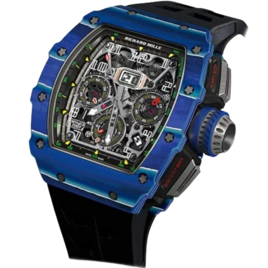 Richard Mille RM 011-03 Carbon TPT Diamond-Set Rubber Strap luxury watch at 1Luxury Miami