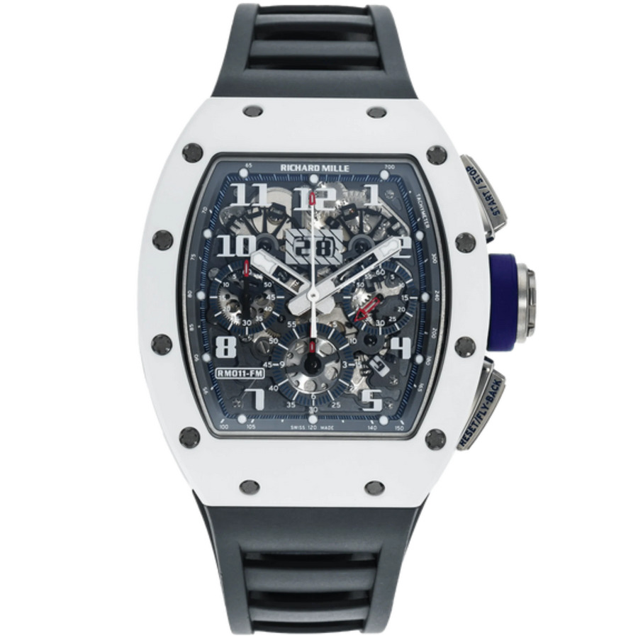 Richard Mille RM 011 Titanium Diamond-Set Rubber Strap luxury watch at 1Luxury Miami