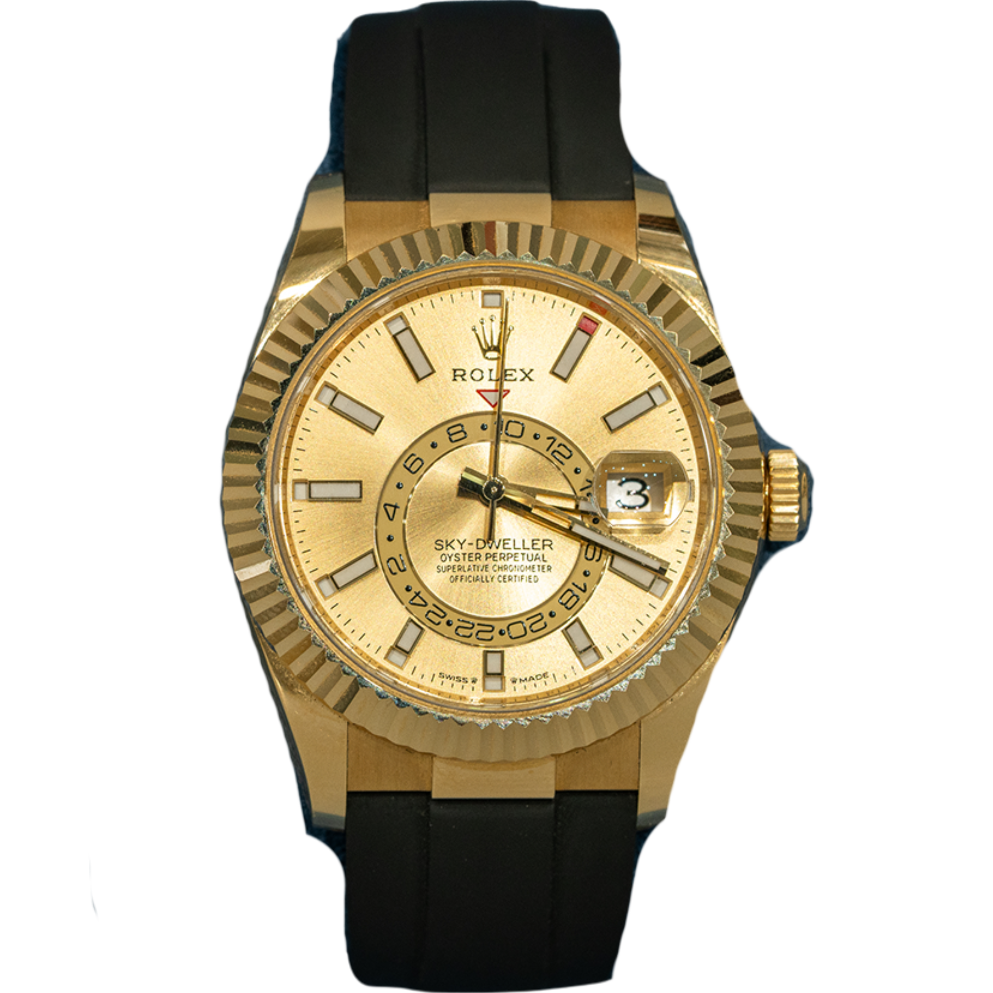 Rolex Skydweller Ref. 336238 42mm Yellow Gold Champagne Dial on OysterFlex