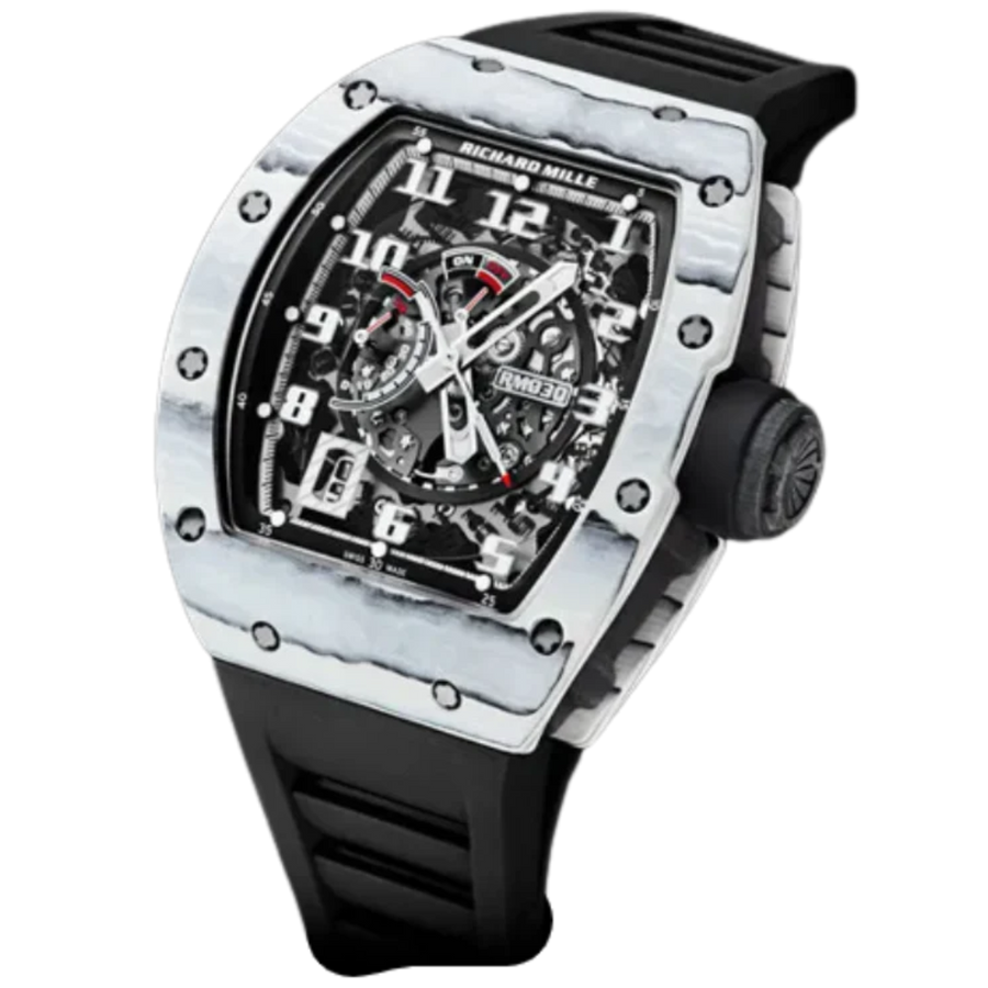 Richard Mille RM 030 Titanium Diamond-Set Rubber Strap luxury watch at 1Luxury Miami