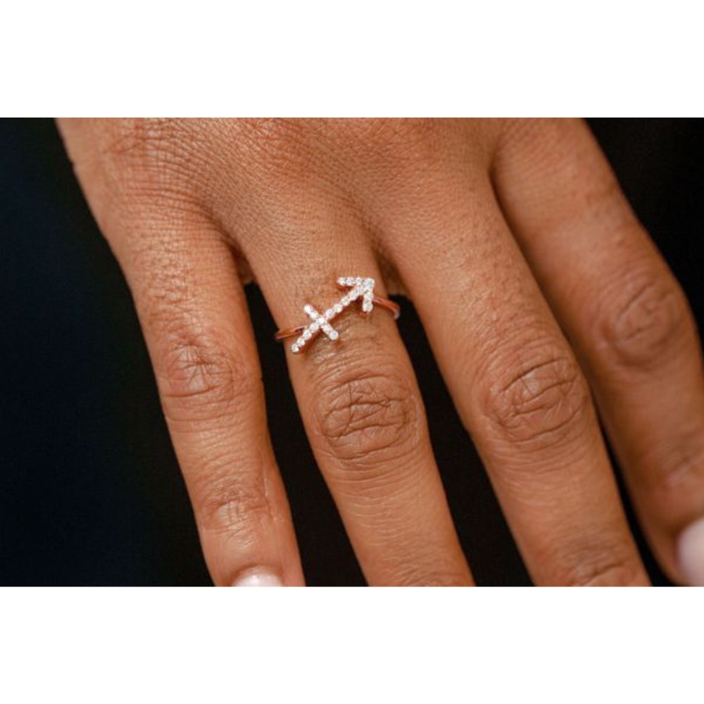 Sagittarius Zodiac Diamond Ring 14k Solid Gold 0.10ctw