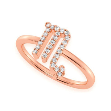 Scorpio Zodiac Diamond Ring 14k Solid Gold 0.10ctw