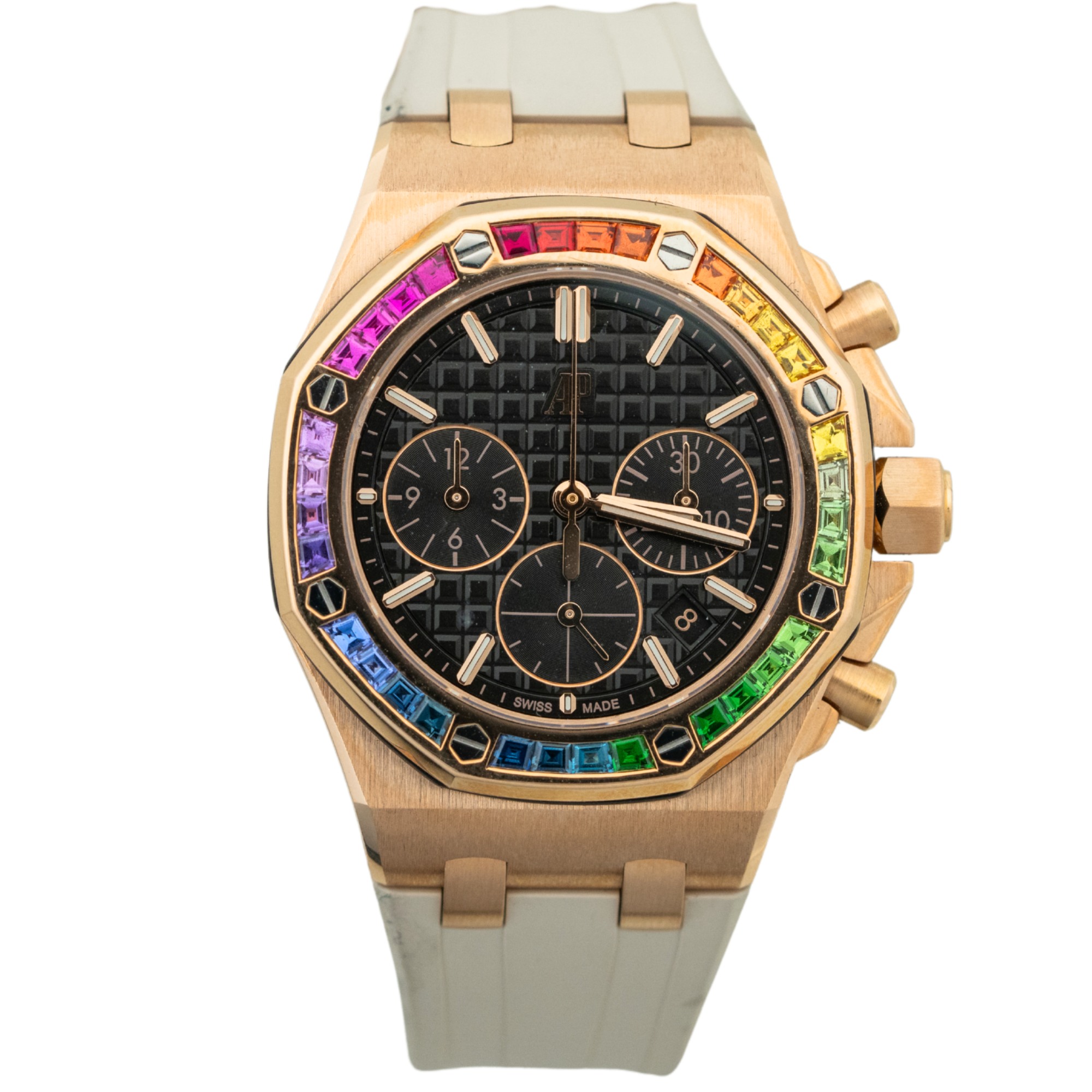 Audemars Piguet Royal Oak Offshore Ref. 26236OR.YY.D002CA.01 37MM Rose Gold Black Dial with Factory Rainbow Bezel (Watch + Card) Preowned 2023