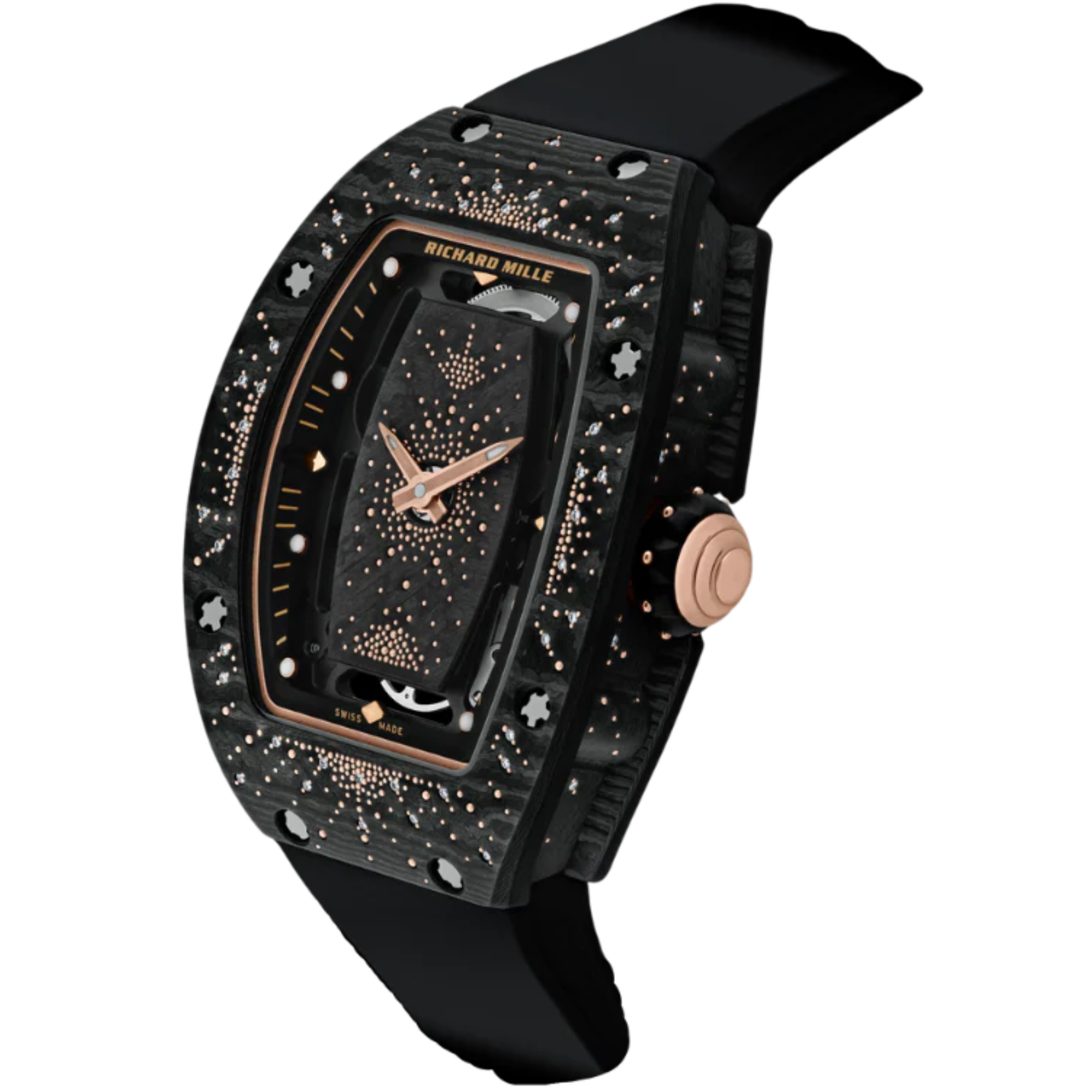 RM 07-01 Dark Night Carbon Bracelet Carbon and Red Gold Case