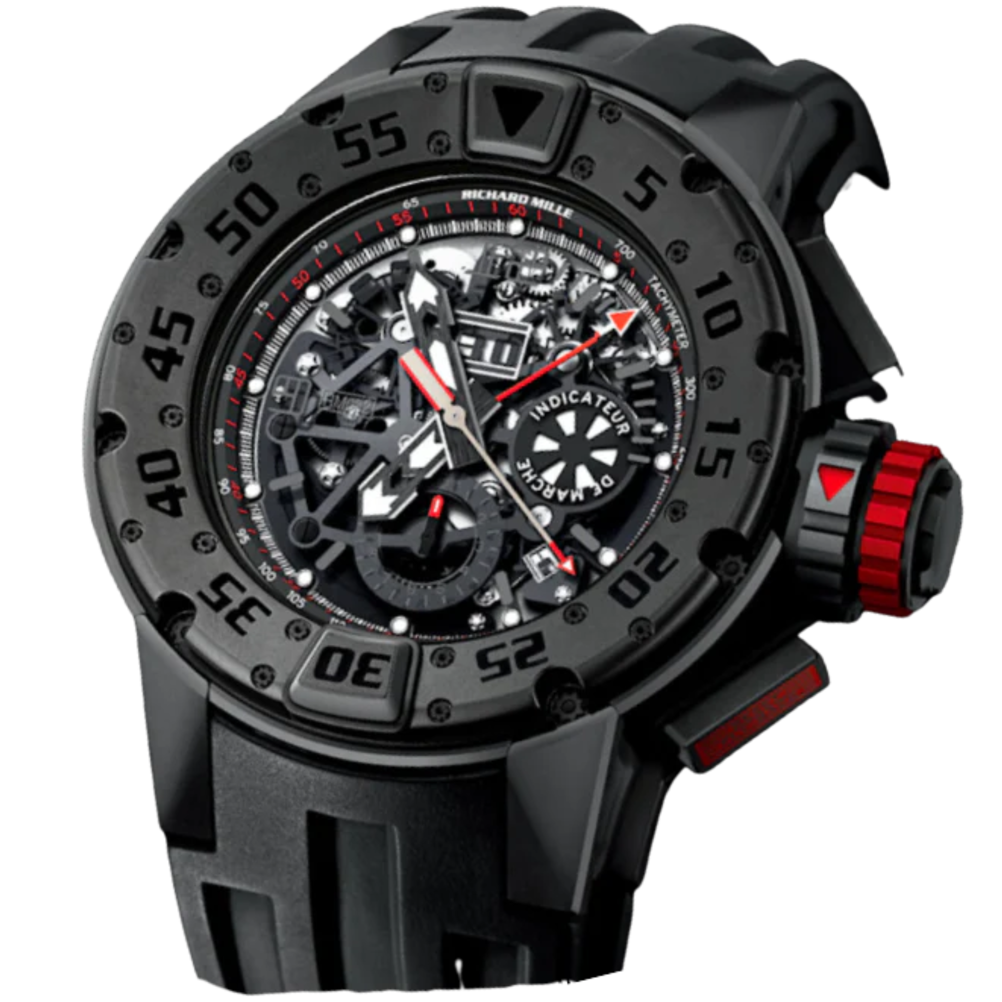 RM 032 Automatic Dark Diver Black Rubber Strap Titanium Case