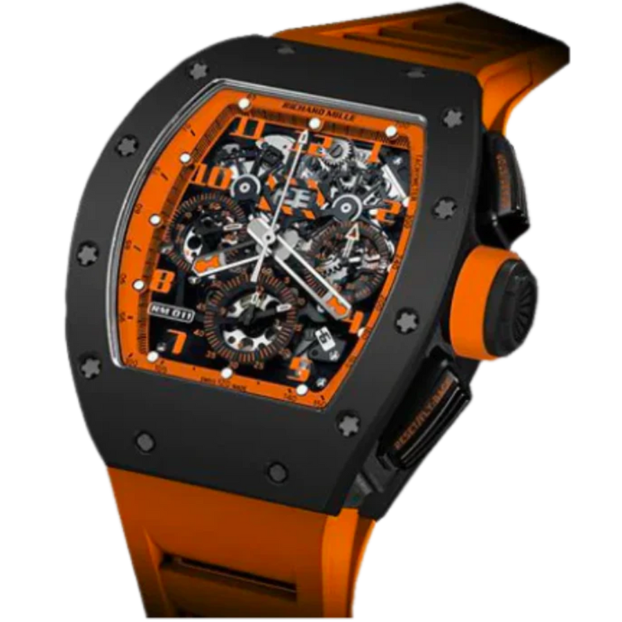 Richard Mille RM 011 Ceramic Diamond-Set Rubber Strap luxury watch at 1Luxury Miami