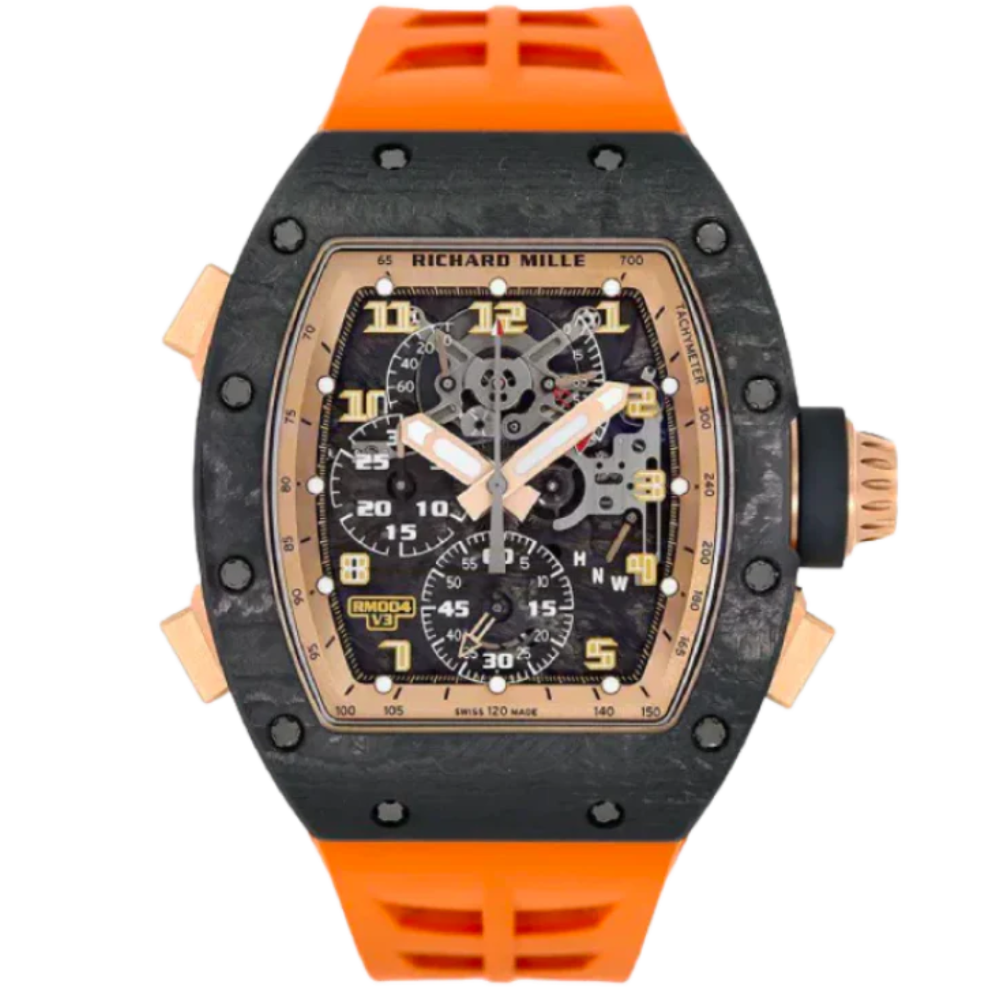 RM 004-V3 Split-Seconds Chronograph Asia Edition Orange Strap Carbon-Fiber Case