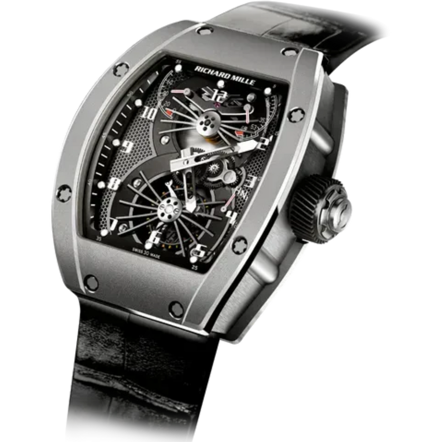 Richard Mille RM 021 Titanium Diamond-Set Leather Strap luxury watch at 1Luxury Miami