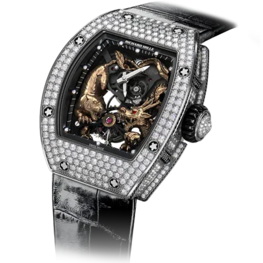Richard Mille RM 51-01 White Gold Red Gold Diamond-Set Leather Strap luxury watch at 1Luxury Miami