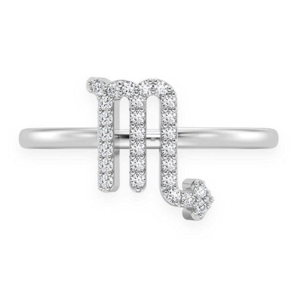 Scorpio Zodiac Diamond Ring 14k Solid Gold 0.10ctw