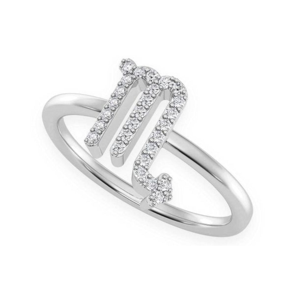 Scorpio Zodiac Diamond Ring 14k Solid Gold 0.10ctw