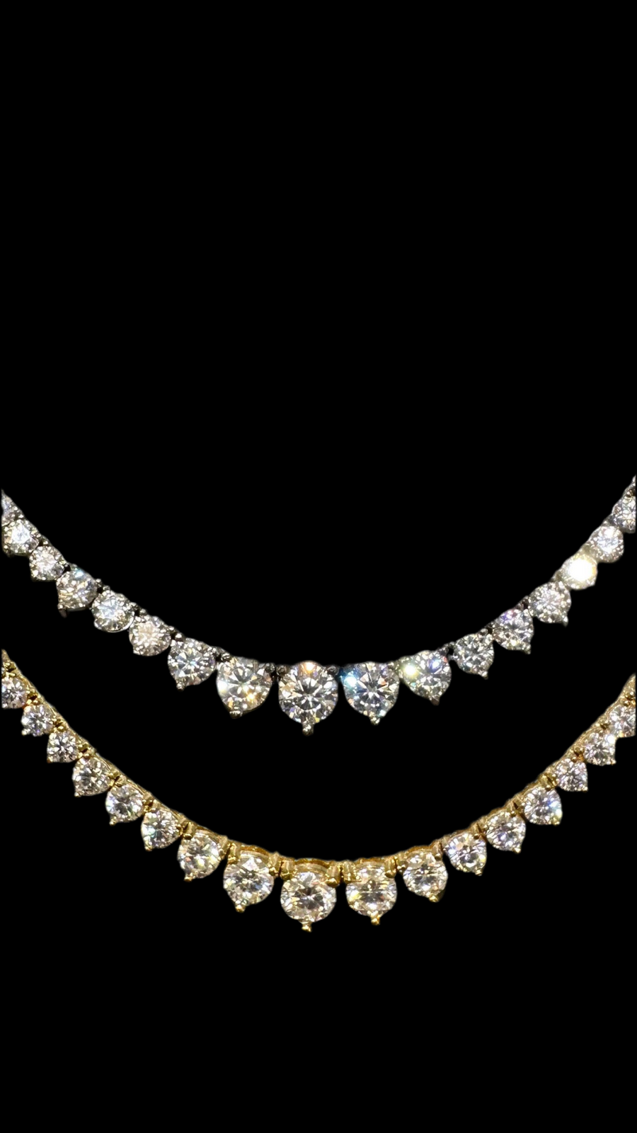 Graduated Diamond Tennis Necklace set on 14K Gold