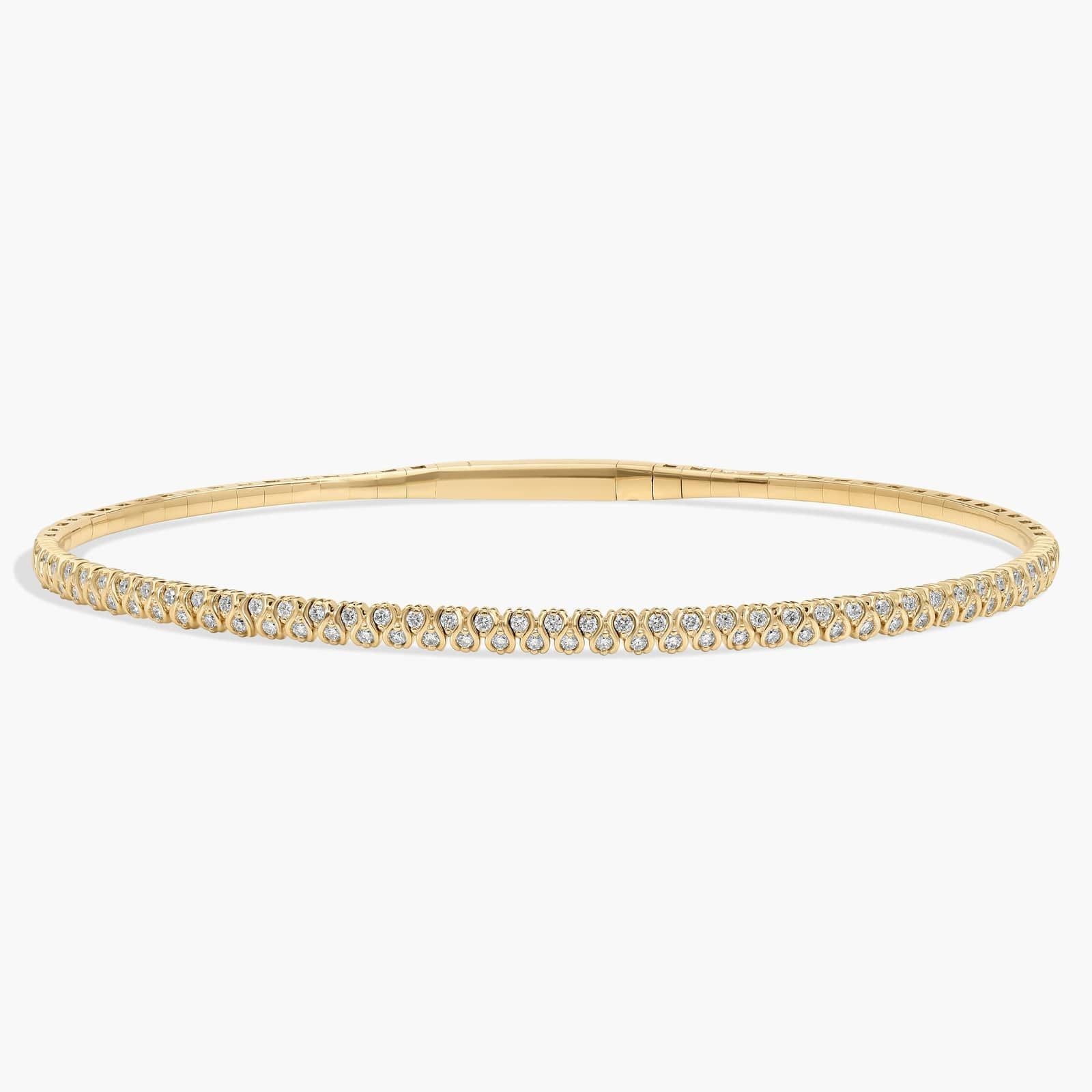 Honeycombed Diamond Flex Bangle Bracelet in 14K Yellow Gold
