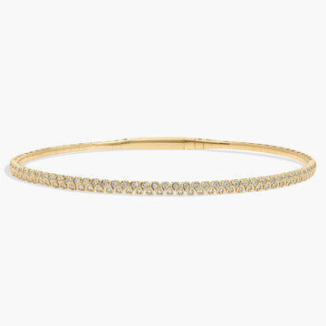 Honeycombed Diamond Flex Bangle Bracelet in 14K Yellow Gold