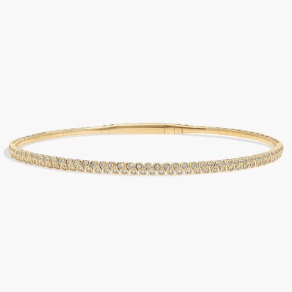 Honeycombed Diamond Flex Bangle Bracelet in 14K Yellow Gold