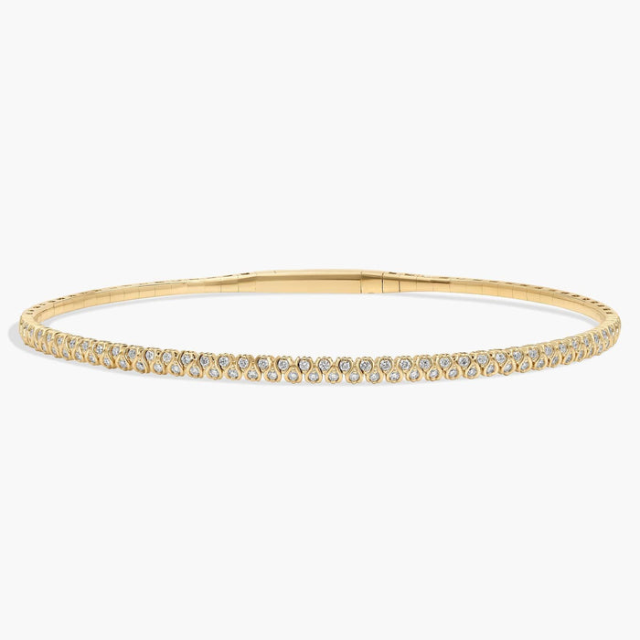 Honeycombed Diamond Flex Bangle Bracelet in 14K Yellow Gold
